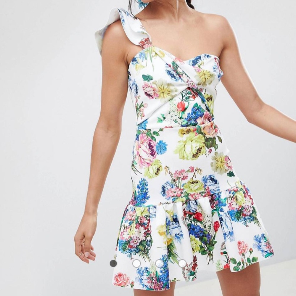 NWT ASOS DESIGN floral one shoulder mini dress